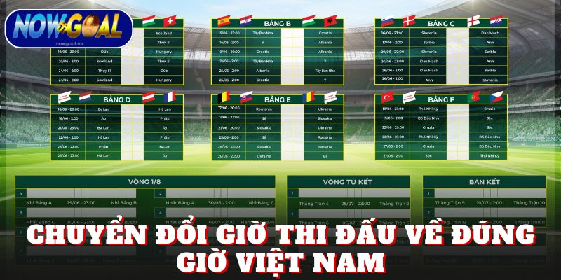 Chuyển đổi giờ thi đấu về đúng giờ Việt Nam